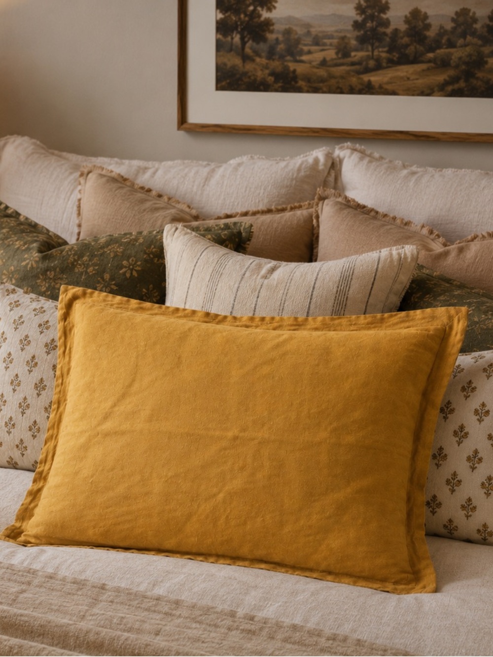 Williams-Sonoma Home Classic Velvet Standard Sham Gold Ochre Cotton Linen Accent